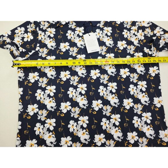 Mizzen Main Size 2XL Trim Mens Navy Floral Neck Logo Polyester Versa Polo NWT - Picture 3 of 12